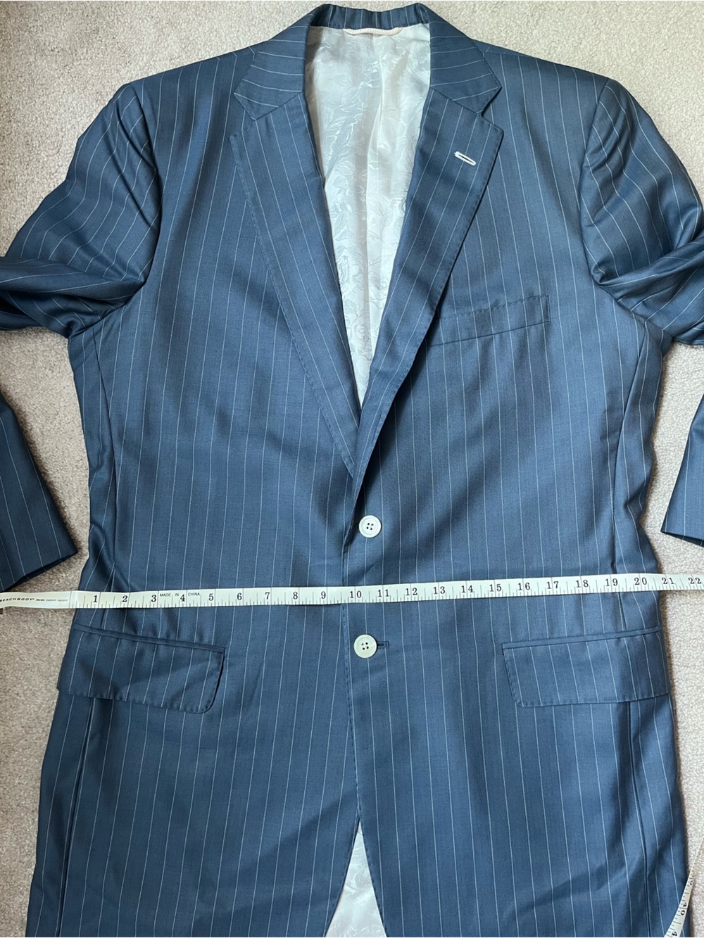 Holland & Sherry Savile Row London Blazer Jacket navy pinstripe 43 - Picture 5 of 12